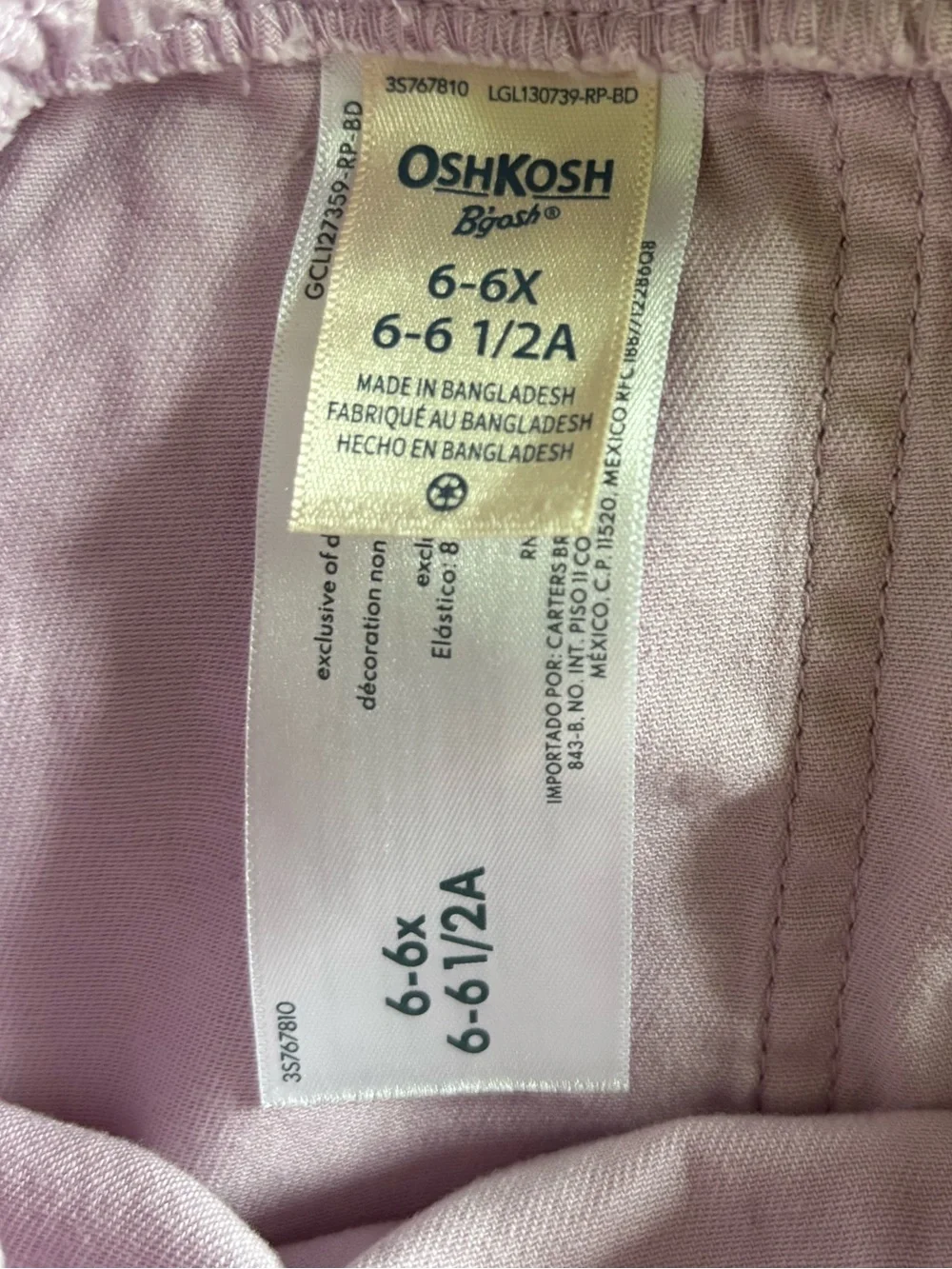 Oshkosh B’gosh Lavender Cotton Denim Jumper Overall Dress Size 6-6X